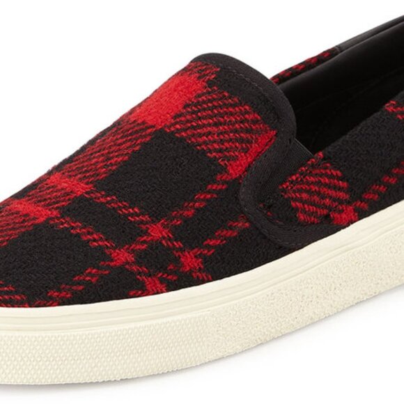 NIB SAINT LAURENT WOMEN'S BLACK RED PLAID SNEAKERS‎ SZ EU 39 US 8 $595 - Picture 3 of 8